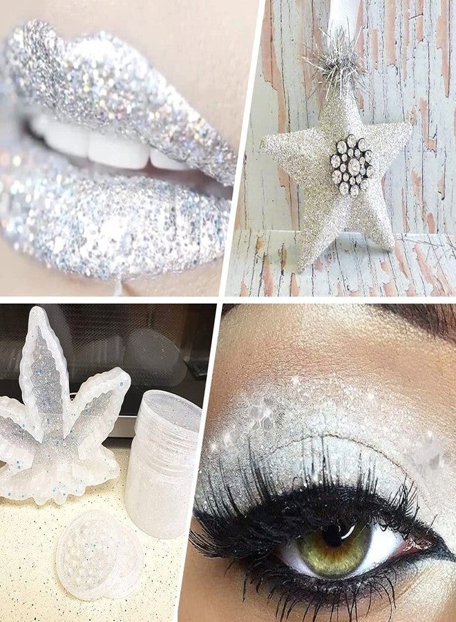 SNOOGG 200 Gram Shimmering Rainbow White Glitter Powder for Resin, Nail Art, DIY Crafts, Holiday Decor, and Creative Painting Projects. - Image 3